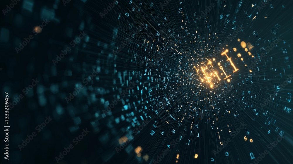 Poster mathematical quantum patterns representing agi concepts and insights