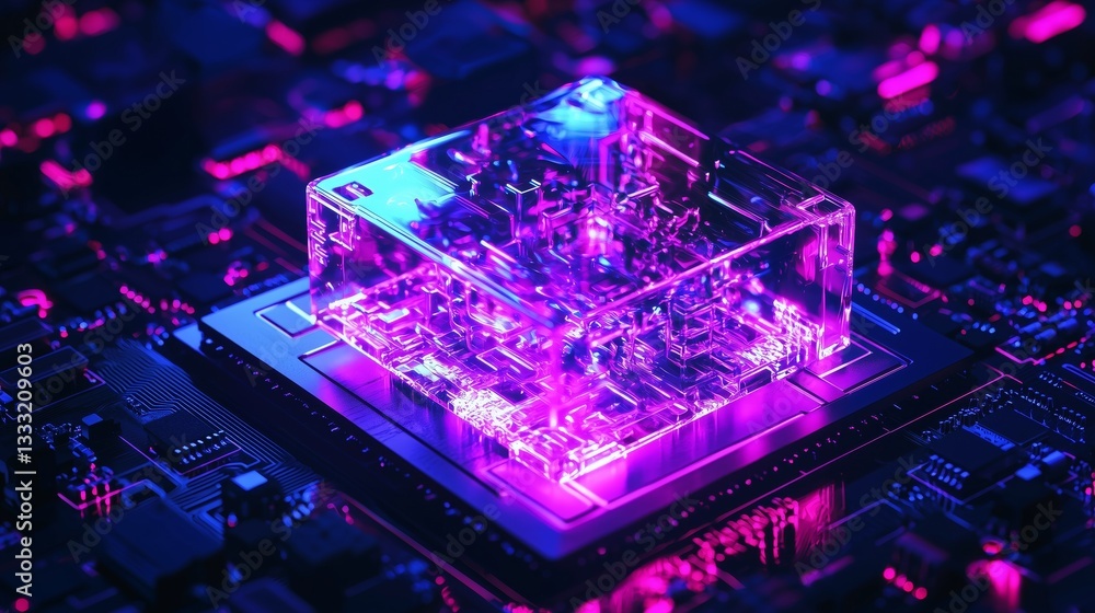 Poster stunning visualization of a quantum processor with ai elements