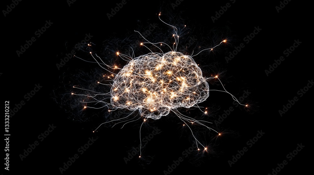 Poster ai generated quantum brain forming network of connections and sparks