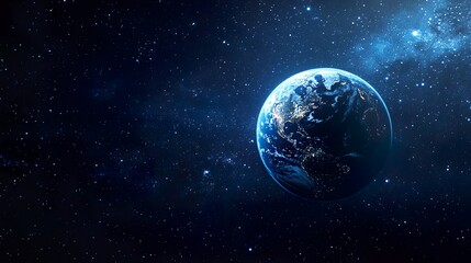 Obraz premium Earth globe in starry space, symbolizing unity and infinite possibilities.