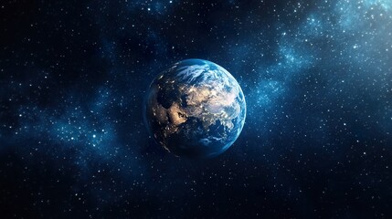 Obraz premium Earth globe in starry space, symbolizing unity and infinite possibilities.