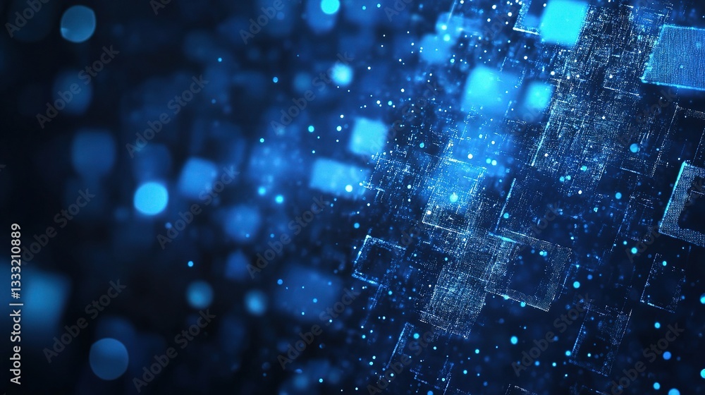 Aufkleber abstract blue digital background with pixelated elements and texture