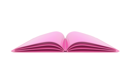 Open pink book 3D render icon isolated on white background