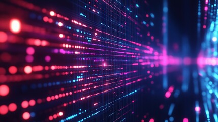 Fototapeta premium Abstract Neon Lights with Glitch Effect and Flickering Patterns