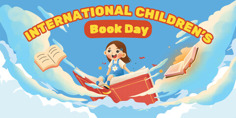 Vector illustration of a Banner for International Children's Day., International Children's Book Day. Vector cartoon world book day illustration.