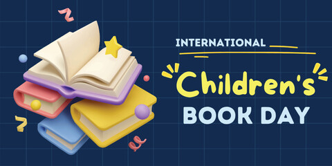 Vector illustration of a Banner for International Children's Day., International Children's Book Day. Vector cartoon world book day illustration.