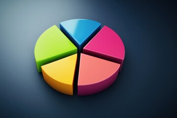 Fototapeta premium Colorful Pie Chart Segments on Dark Background for Data Presentation