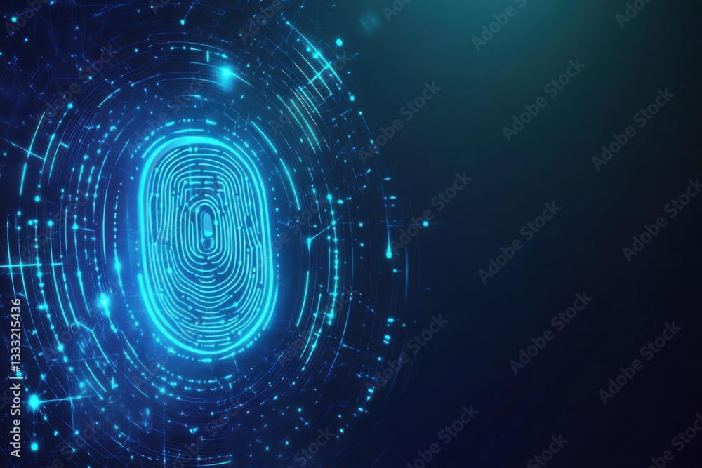 Poster digital fingerprint concept with abstract background of circuits