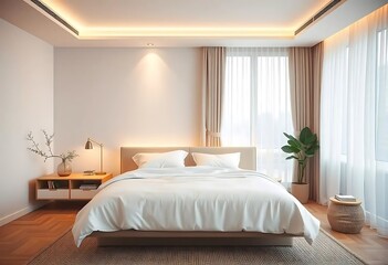 Sleek Minimalist Kitchen with White Cabinets and Wooden Countertops