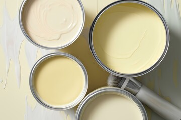 paint cans on white background