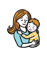 Loving Mother Hugging Child Illustration - Heartwarming Family Art