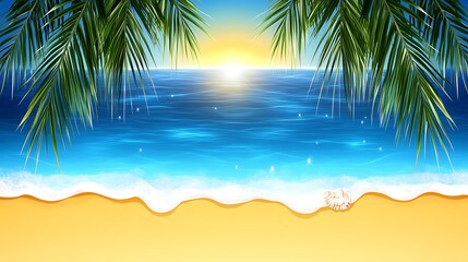 Obraz premium Tropical Sunset Beach Scene.