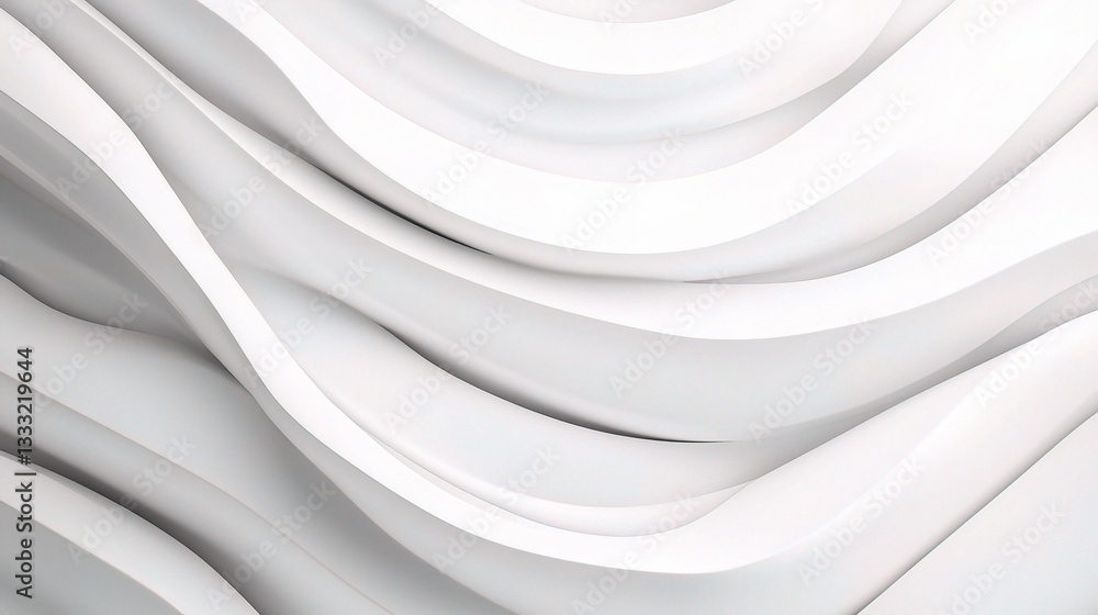 Poster abstract 3d white geometric background with wavy lines and texture