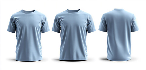 light blue t-shirt template, front and back views,