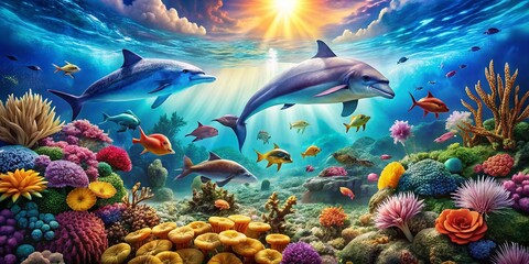 Vibrant Underwater Paradise: Exotic Marine Life in a Thriving Coral Reef