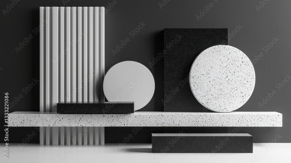 Poster modern abstract composition with geometric shapes on display