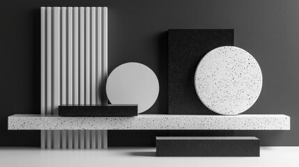 Modern Abstract Composition with Geometric Shapes on Display