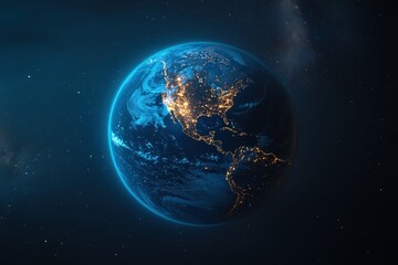 Obraz premium A luminous planet earth viewed from the vast outer space