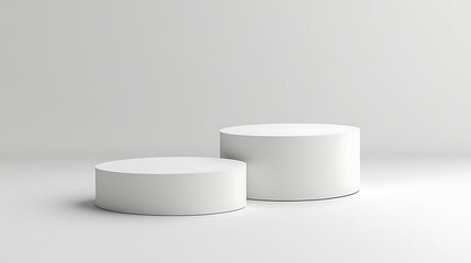 Two White Cylinders, Presentation Stage, White Room