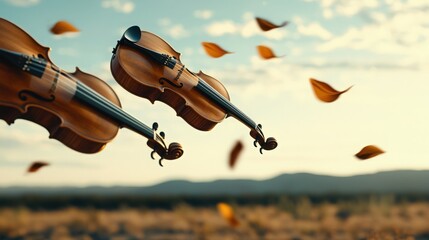 Fototapeta premium Violins in the Autumn Wind