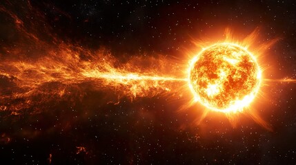 Obraz premium Hypervelocity star races through space, exoplanet in pursuit, embodying cosmic energy and motion.