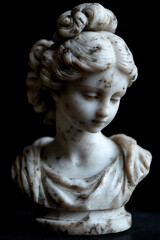 marble sculpture, a woman's head in a simple style,