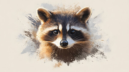 Obraz premium Detailed Close-Up of Raccoon with Artistic Background Texture