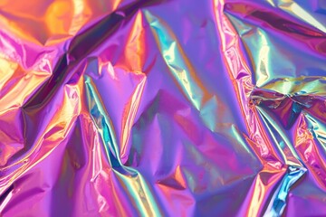 Fototapeta premium Vibrant Colorful Foil Texture with Shiny Iridescent Wrinkles