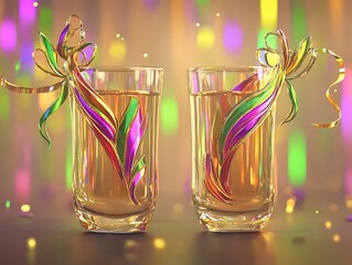 Festive Drinks for Party Celebration, Bright Background.