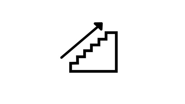 Ladder stair up indicating arrow icon. house equipment stairs icon animation.