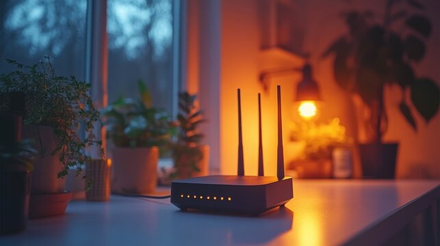 Wireless router on a table