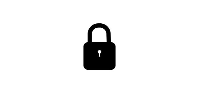 Security concept padlock closed and then opened animation. padlock icon.