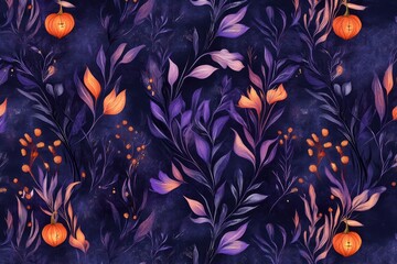 Enchanted Halloween floral pattern