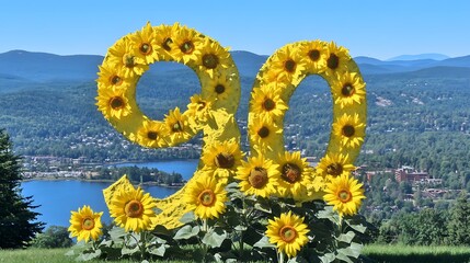 Obraz premium Sunflower Ninety for Mountain View Celebration.
