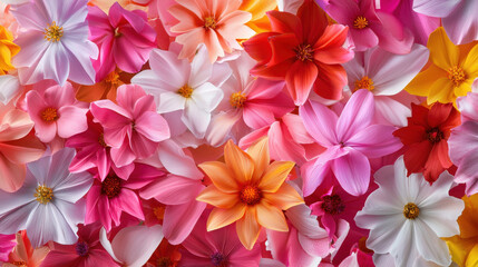 Bright flowers in vibrant colors create stunning floral texture, capturing essence of vibrant garden