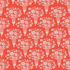 Seamless repeating floral bouquet with rose pattern, valentine's day and love fabric