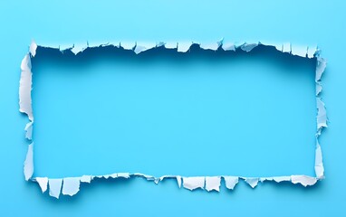Fototapeta premium Torn Paper Frame on Blue Background Abstract Design