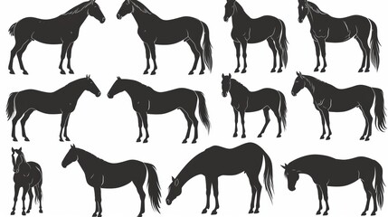 Striking Isolated Vector Farm Animal Silhouettes on a White Canvas: Ideal for Design Projects