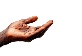 African American old man hand isolated on transparent background