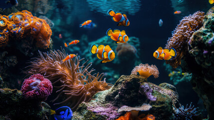 Obraz premium Tropical fish in a coral reef setting. 