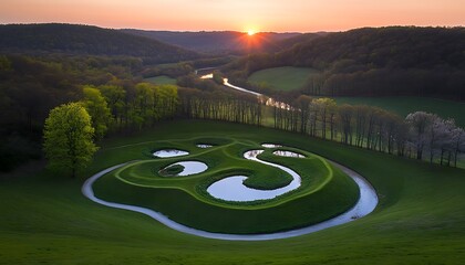 Sunset over Sculptural Landscape.