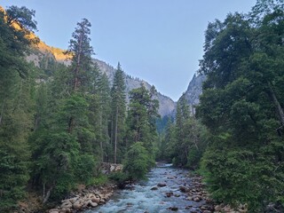 Obraz premium The Merced River flowing into Yosemite Valley, California