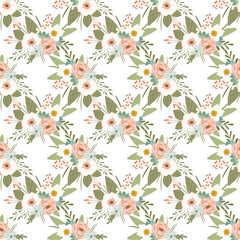 Seamless repeating floral bouquet with rose pattern, valentine's day and love fabric