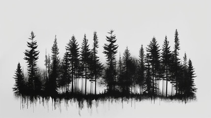 Renderings of pine tree lines, indicating a forest or wooded area. Useful for adding a rustic touch to any design.