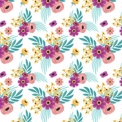 Seamless repeating floral bouquet with rose pattern, valentine's day and love fabric