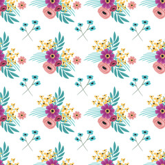 Seamless repeating floral bouquet with rose pattern, valentine's day and love fabric