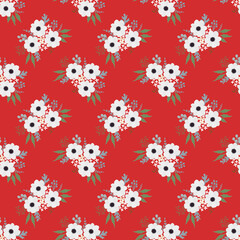 Seamless repeating floral bouquet with rose pattern, valentine's day and love fabric
