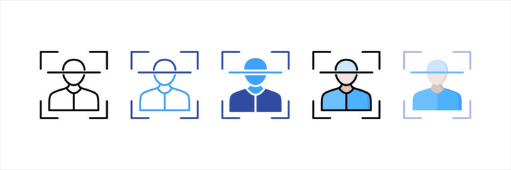 Facial Recognition Multi Style Icon Set