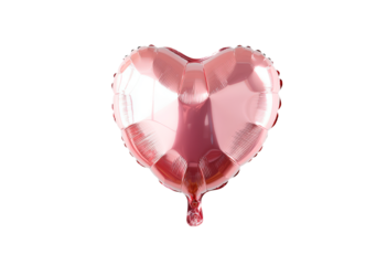 Heart shaped pink foil balloon isolated on transparent background