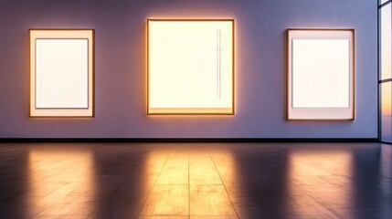 Modern Art Gallery with Empty Frames and Natural Light
